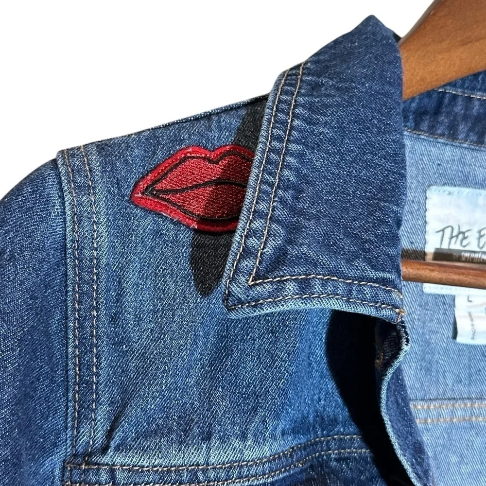 The Edit by Seventeen Button-Up Patch Denim Jean Jacket Girls Size Large